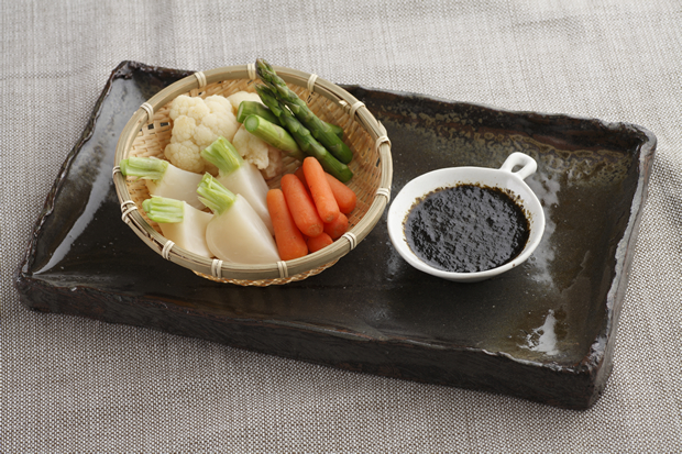 Steamed vegetables with Nori butter dip